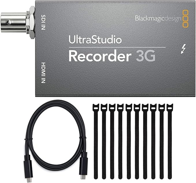 Blackmagic Design UltraStudio Recorder 3G Capture Device Bundle with Thunderbolt 3 USB-C Cable and 6-Inch Fastening Cable Ties (10-Pack) (3 Items)
