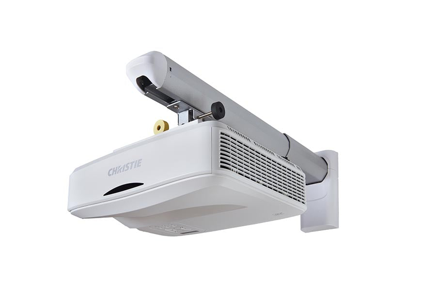 CHRISTIE Captiva DWU500S 1DLP Ultra Short Throw Laser Projector shown in use with the Captiva Wall Mount