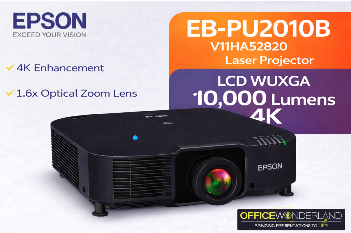 Epson EB-PU2010B V11HA52820 LCD WUXGA Laser Projector 10000 Lumens 4K (Black)