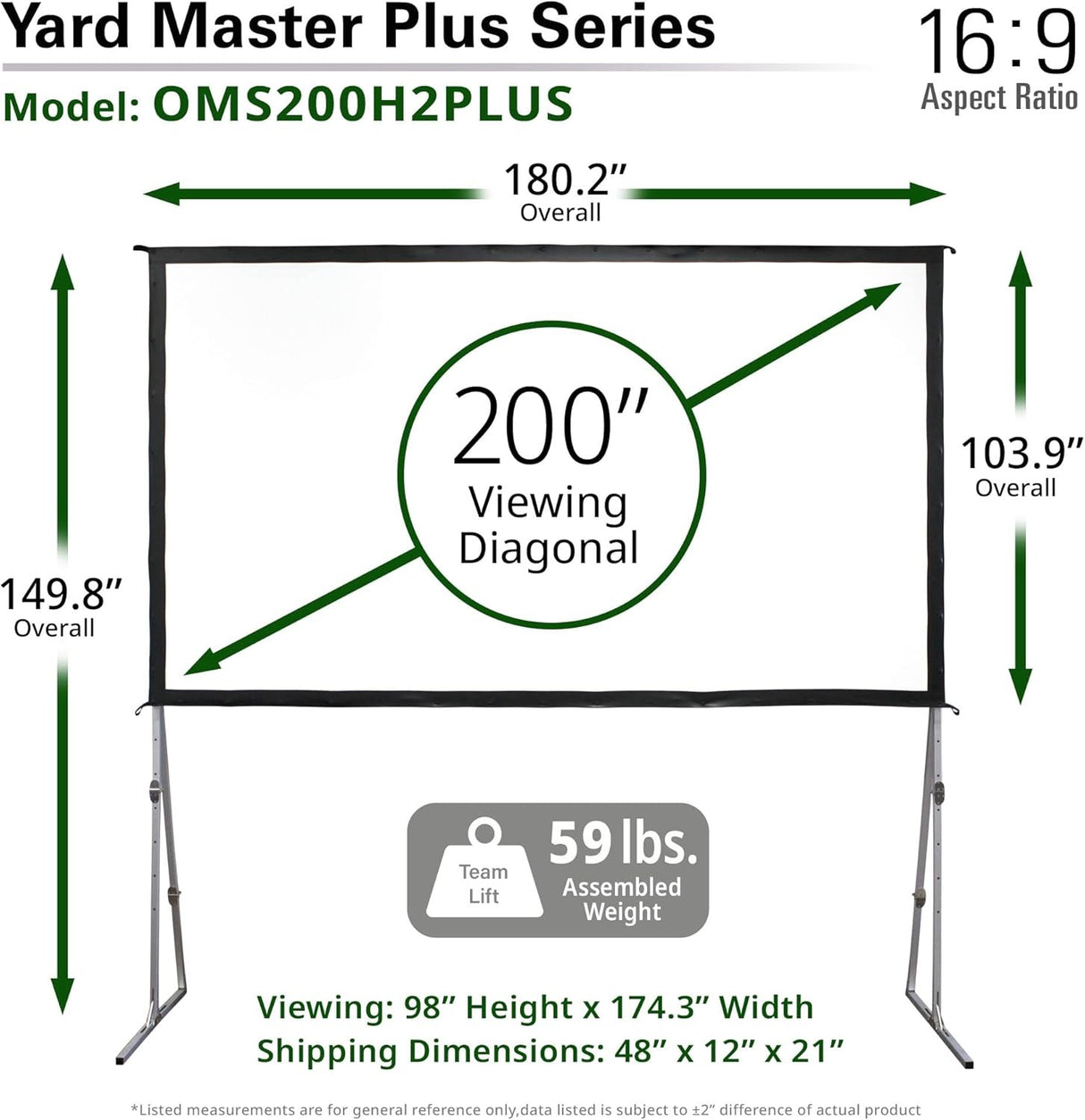 Elite Screens OMS200H2PLUS Yard Master Plus Series 16:9 Projection Screen (200")