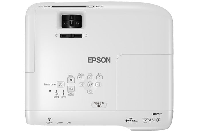 Epson V11HA03020 PowerLite 118 3LCD XGA Classroom Projector with Dual HDMI top