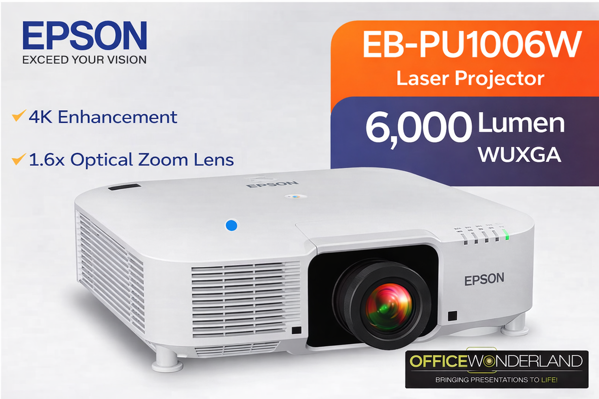 Epson EB-PU1006W V11HA35920 LCD WUXGA Laser Projector 6000 Lumens 4K (White)