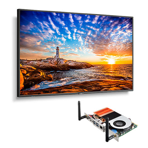 NEC P555 Series 55 Class 4K UHD Commercial IPS LED Display with Integrated Intel Coffee Lake SDM PC angled