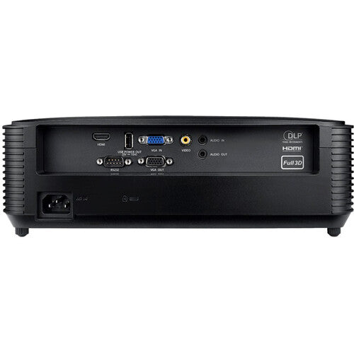 Optoma W400LVE 4000-Lumen WXGA Classroom or Conference Room DLP Projector view of ports input and outputs