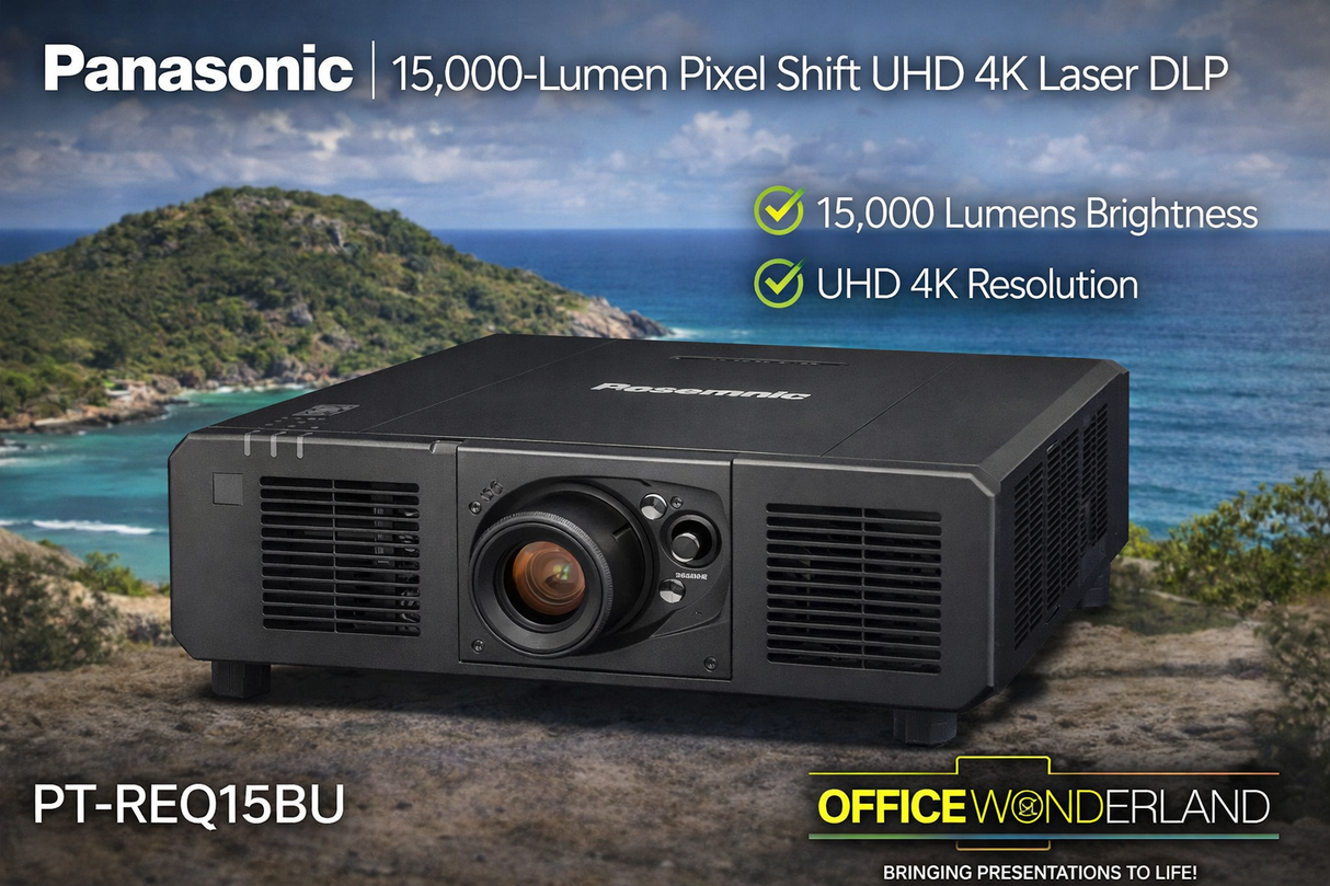 Panasonic PT-REQ15BU 15,000-Lumen Pixel Shift UHD 4K Laser DLP Projector (Black)