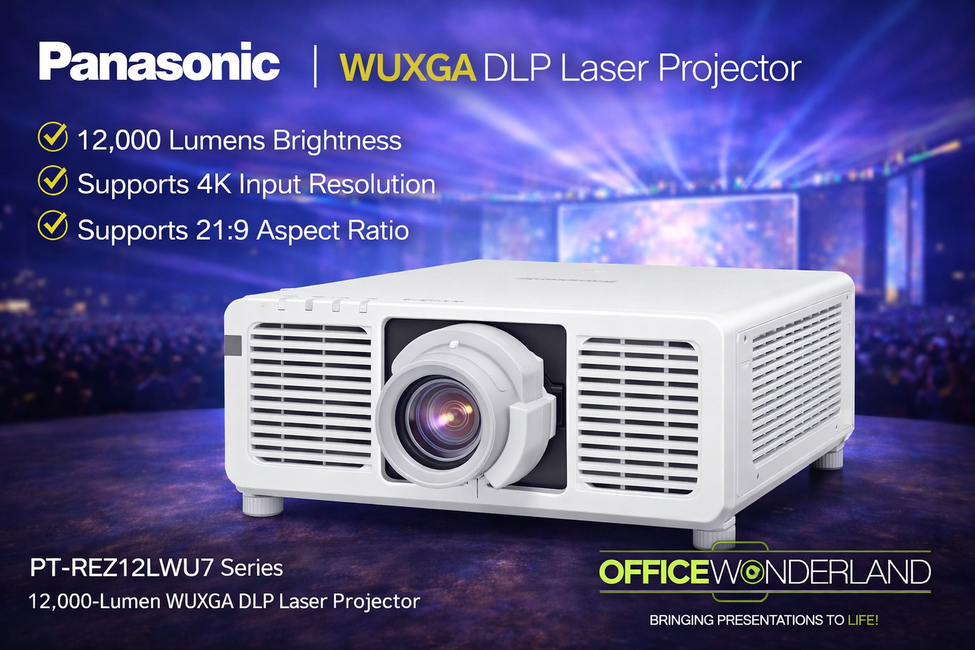 Panasonic PT-REZ12LWU7 Series 12,000-Lumen WUXGA DLP Laser Projector