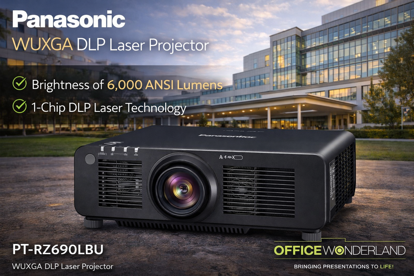 Panasonic PT-RZ690LBU WUXGA DLP Laser Projector (Open Box) 3 Year Warranty / 0 hours