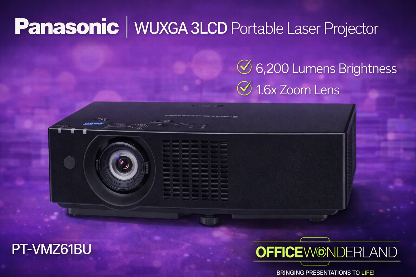Panasonic PT-VMZ61BU WUXGA 3LCD Portable Laser Projector