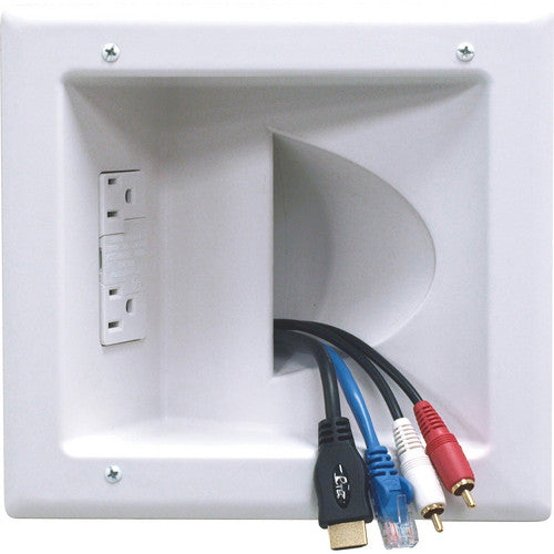 Peerless-AV IBA5-W Recessed Low Voltage Media Plate with Duplex Surge Suppressor
