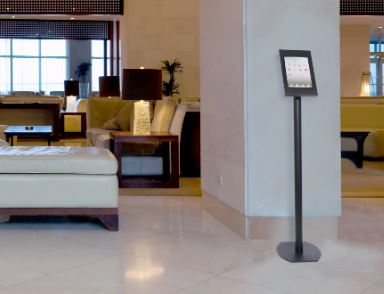 Peerless-AV PTS510I Floor Stand Kiosk for iPad Tablets shown in use