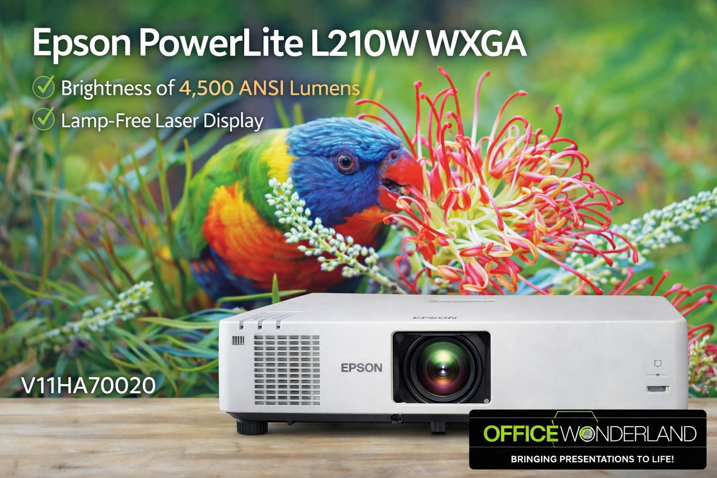 Epson PowerLite L210W WXGA Conference Room Projector V11HA70020