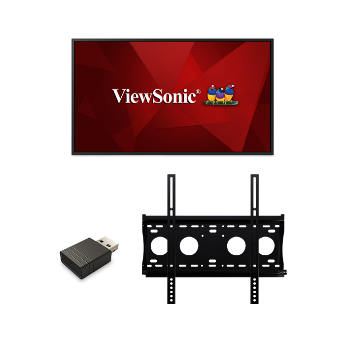 ViewSonic CDE4320-E1 43 4K UHD Presentation Display Bundle with VSB050 USB Wi-Fi Adapter & WMK-050 Wall Mount