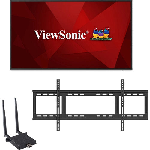 ViewSonic CDE6520-E1 65 4K Wireless Presentation Display Bundle with Mount and Wireless USB Adapter