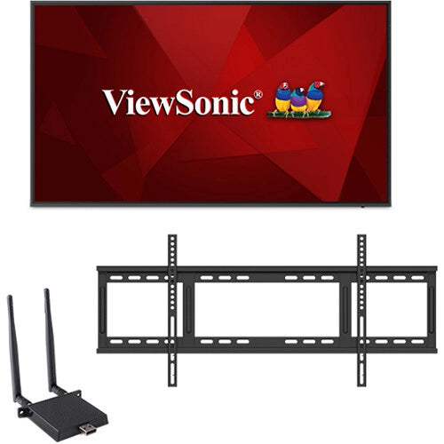ViewSonic CDE7520 75 4K UHD Presentation Display Bundle with LB-WIFI-001 Wireless Module & WMK-077 Wall Mount