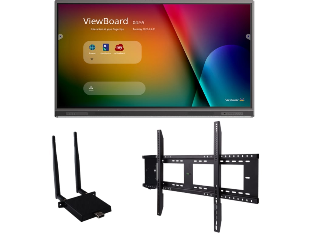 ViewSonic IFP8652-1C-E1 86 4K UHD Interactive Display with Integrated Microphone Bundle with Wall Mount