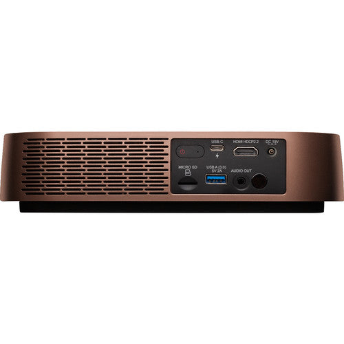 ViewSonic M2 1200 Lumen Full HD Smart DLP Projector with Wi-Fi view of ports inputs and outputs