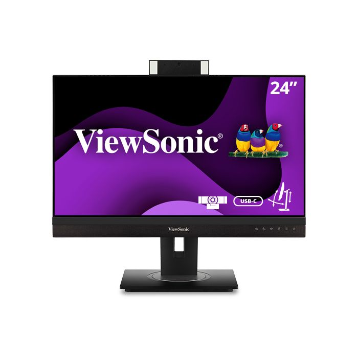 ViewSonic VG2456V 24 1080p Video Conference Monitor with Webcam, 90W USB C, Docking, Built-In Gigabit Ethernet
