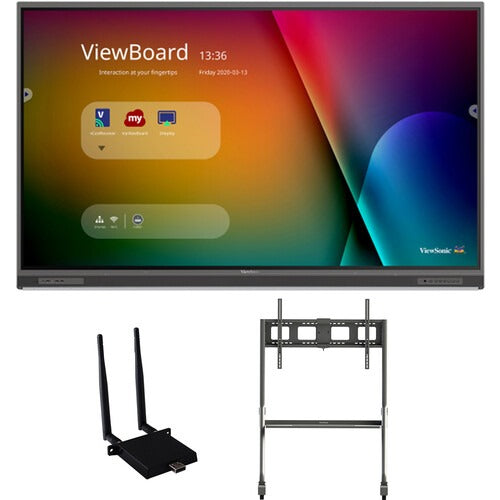 ViewSonic IFP8652-1C-E4 86" UHD 4K ViewBoard Interactive Flat Panel Bundle with Wi-Fi Module & Mobile Cart