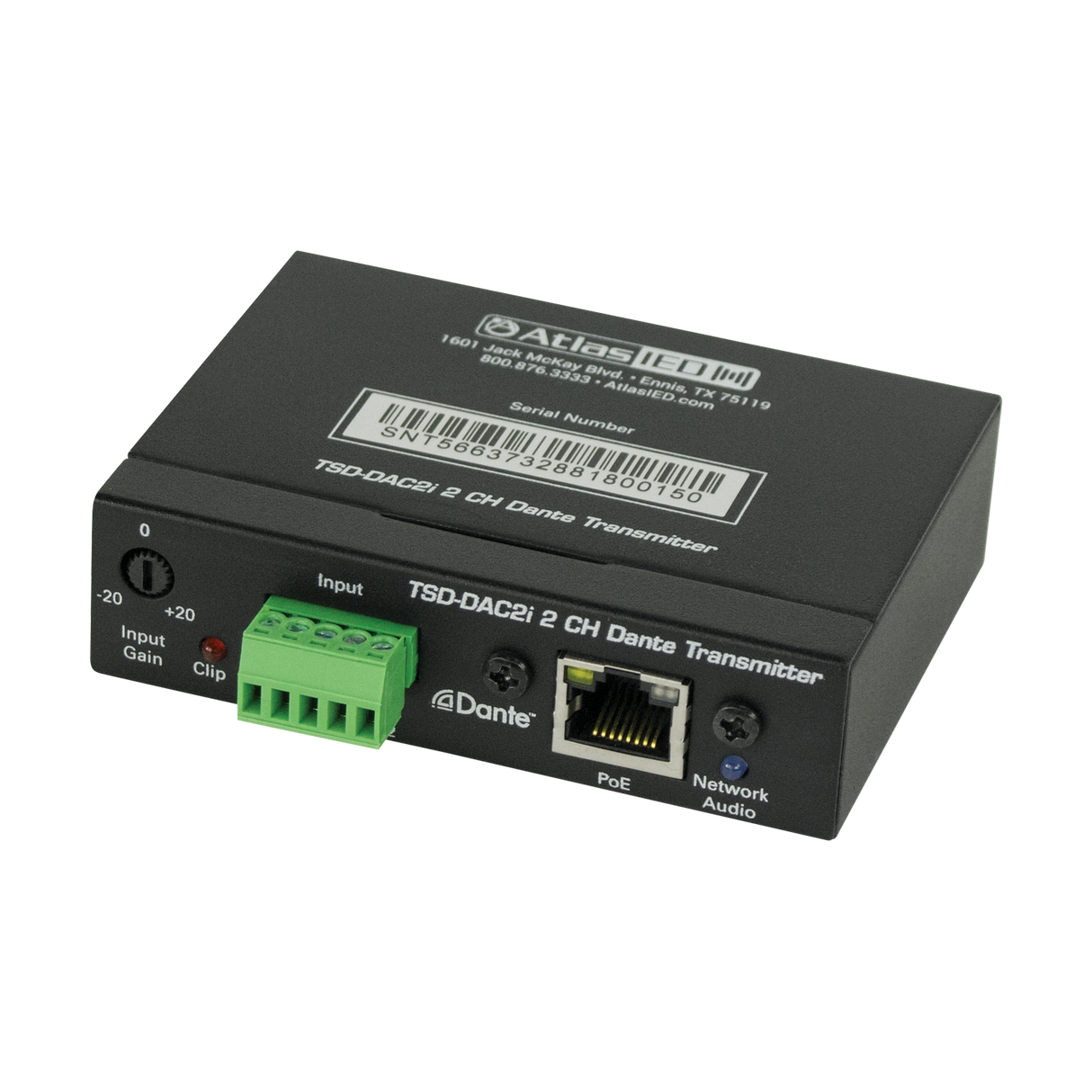 Atlas Sound 2-Channel Balance Line Input to Dante® Interface TSD-DAC2I 1