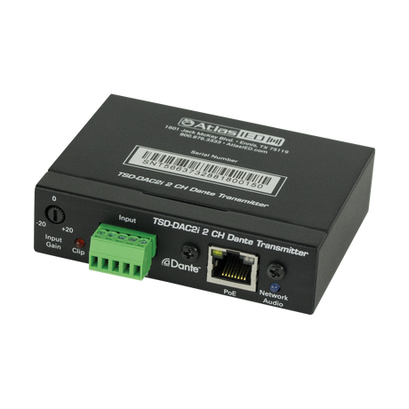 Atlas Sound 2-Channel Balance Line Input to Dante® Interface TSD-DAC2I 1