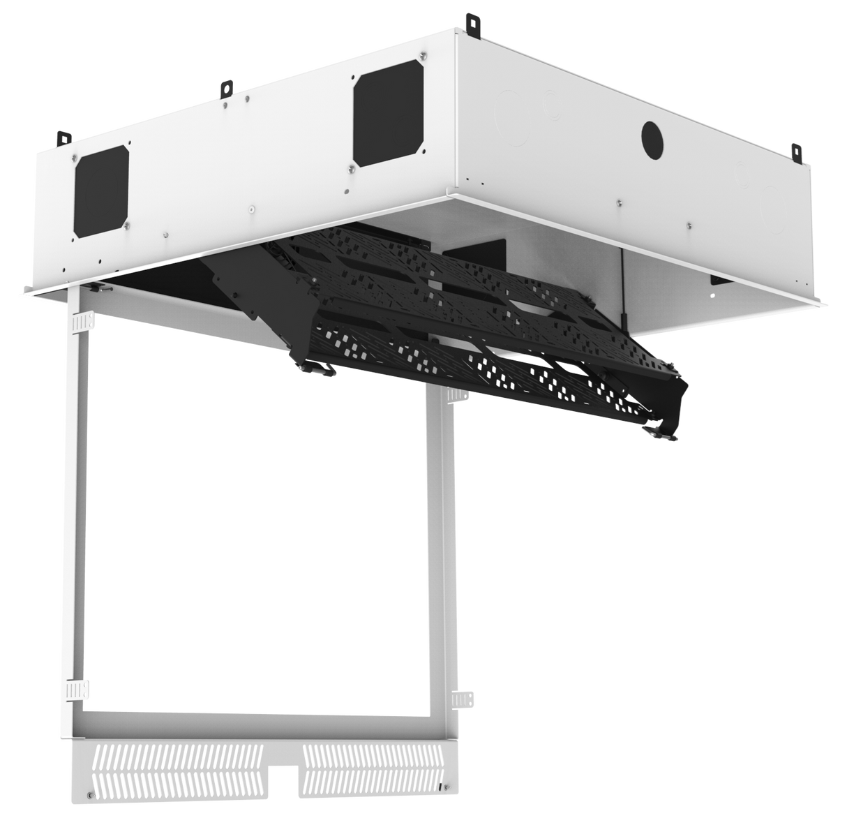 Atlas Sound 2' x 2' Ceiling-Mount Rack with 2RU, Standard-Width, AmbiTILT™ Shelf and Integrated AC Power Pack - Without Projector Pole Adapter CR222-NR 1