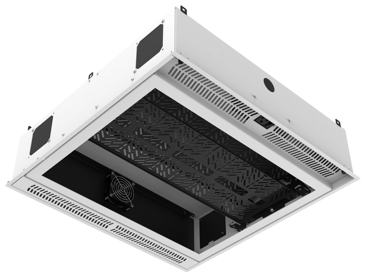 Atlas Sound 2' x 2' Ceiling-Mount Rack with 2RU, Standard-Width, AmbiTILT™ Shelf and Integrated AC Power Pack - Without Projector Pole Adapter CR222-NR