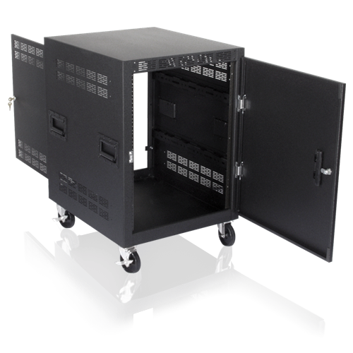 Atlas Sound 25 inch Deep, 14RU Mobile Equipment Rack Includes Casters, and Side Handles RX14-25