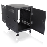 Atlas Sound 25 inch Deep, 14RU Mobile Equipment Rack Includes Casters, and Side Handles RX14-25