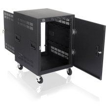 Atlas Sound 25 inch Deep, 14RU Mobile Equipment Rack Includes Casters, and Side Handles RX14-25