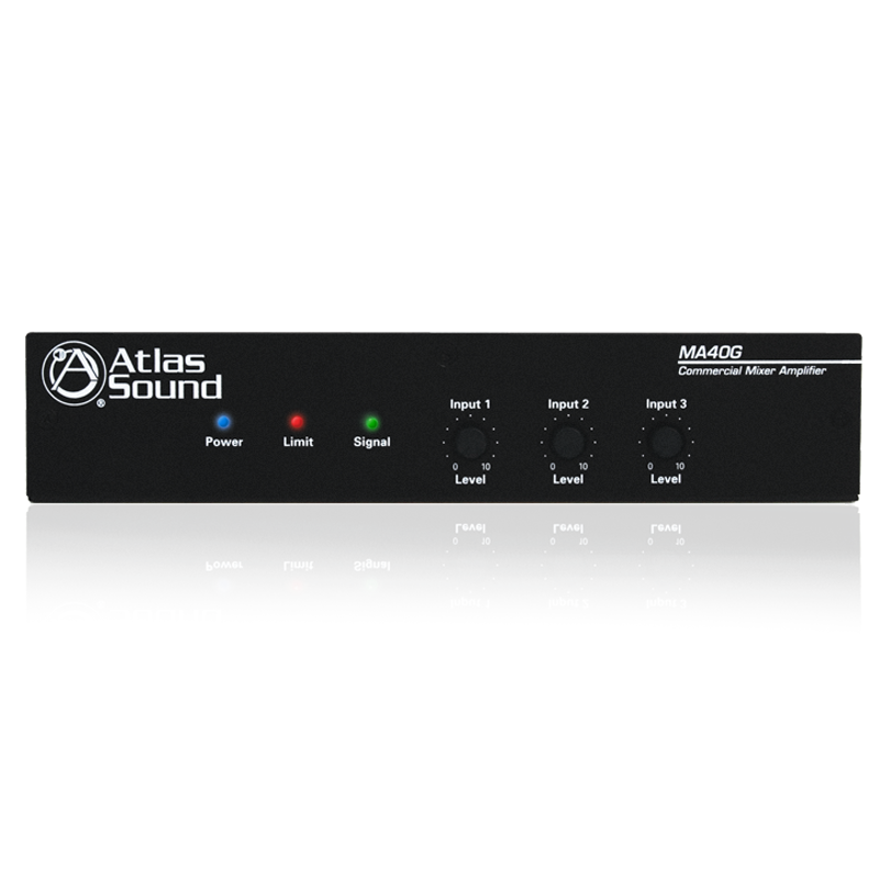 Atlas Sound 3-Input, 40-Watt Mixer Amplifier with Global Power Supply MA40G