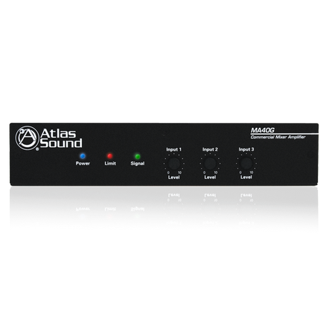 Atlas Sound 3-Input, 40-Watt Mixer Amplifier with Global Power Supply MA40G