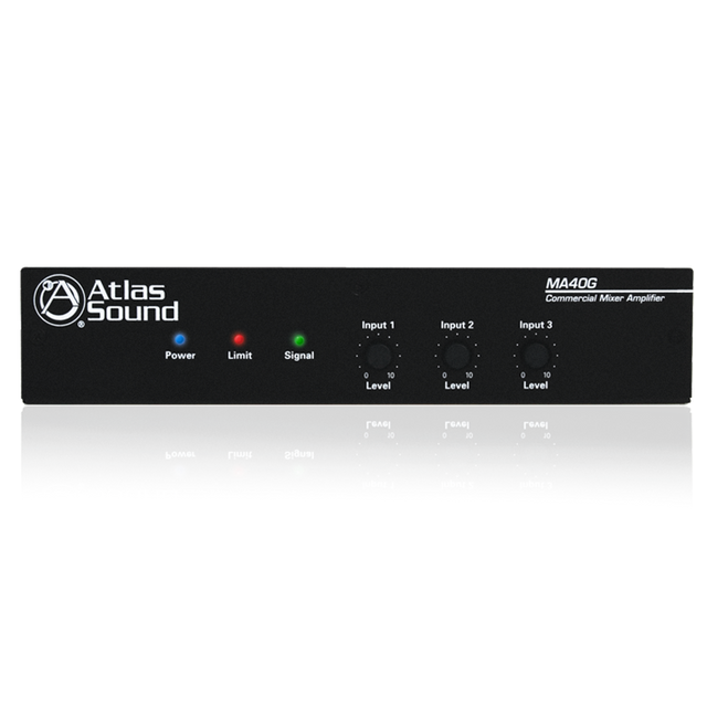 Atlas Sound 3-Input, 40-Watt Mixer Amplifier with Global Power Supply MA40G