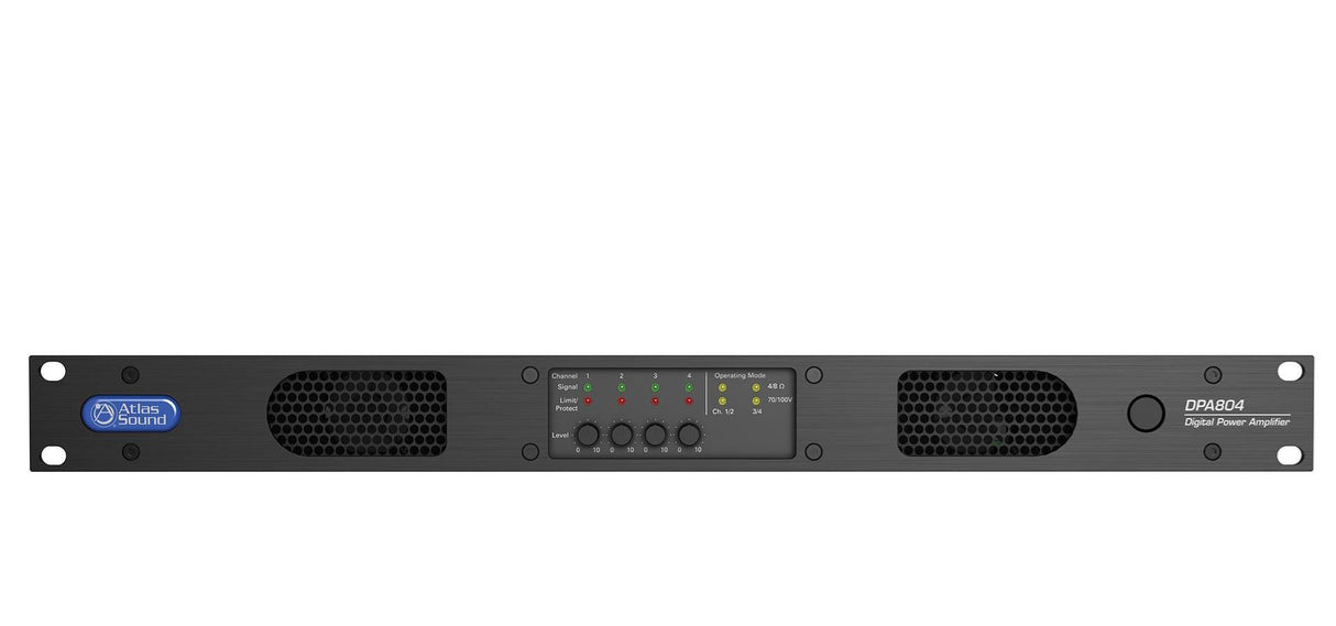 Atlas Sound 800-Watt Networkable 4-Channel Power Amplifier with Optional Dante™ Network Audio DPA804