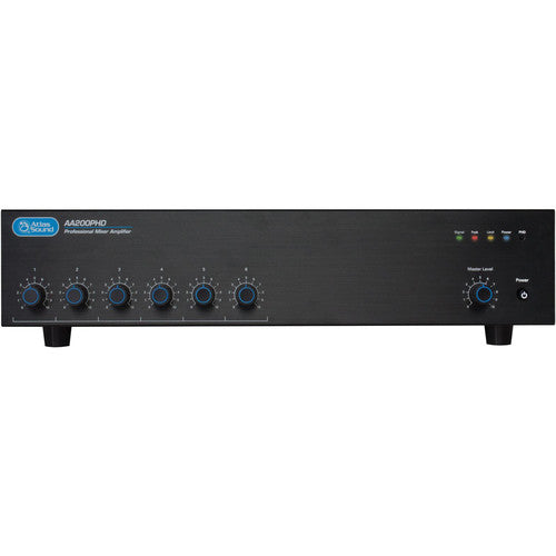 Atlas Sound AA200PHD 6-Input 200W Mixer Amplifier with PHD Automatic System Test (US 110120 VAC)