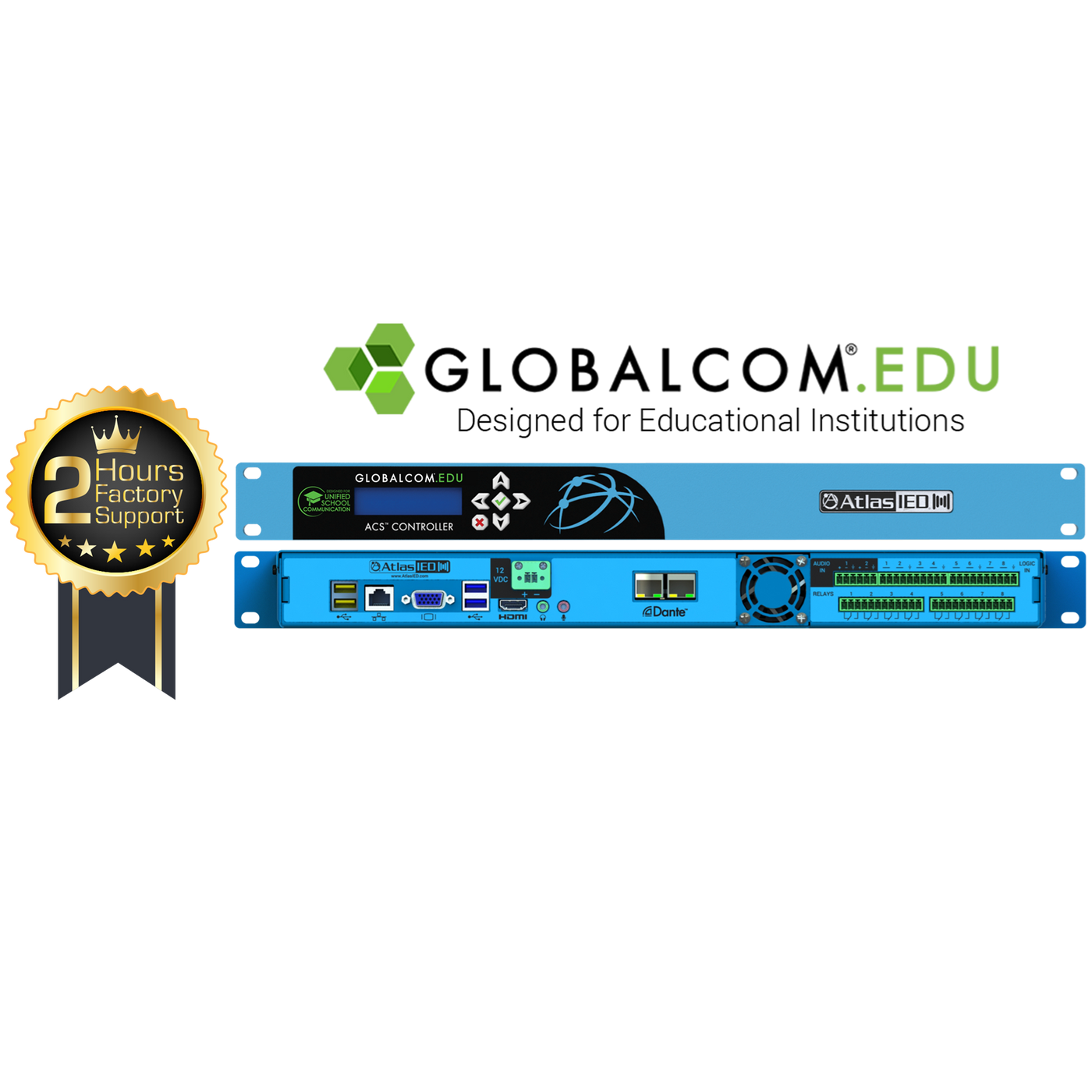 Atlas Sound GLOBALCOM®.EDU IP108-EDU-D-CS Announcement Control System with 8 Dante™ Message Channels
