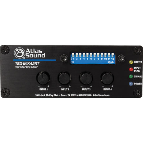 Atlas Sound TSD- MIX42RT 4x2 Mic Line Mixer with Priority Sense