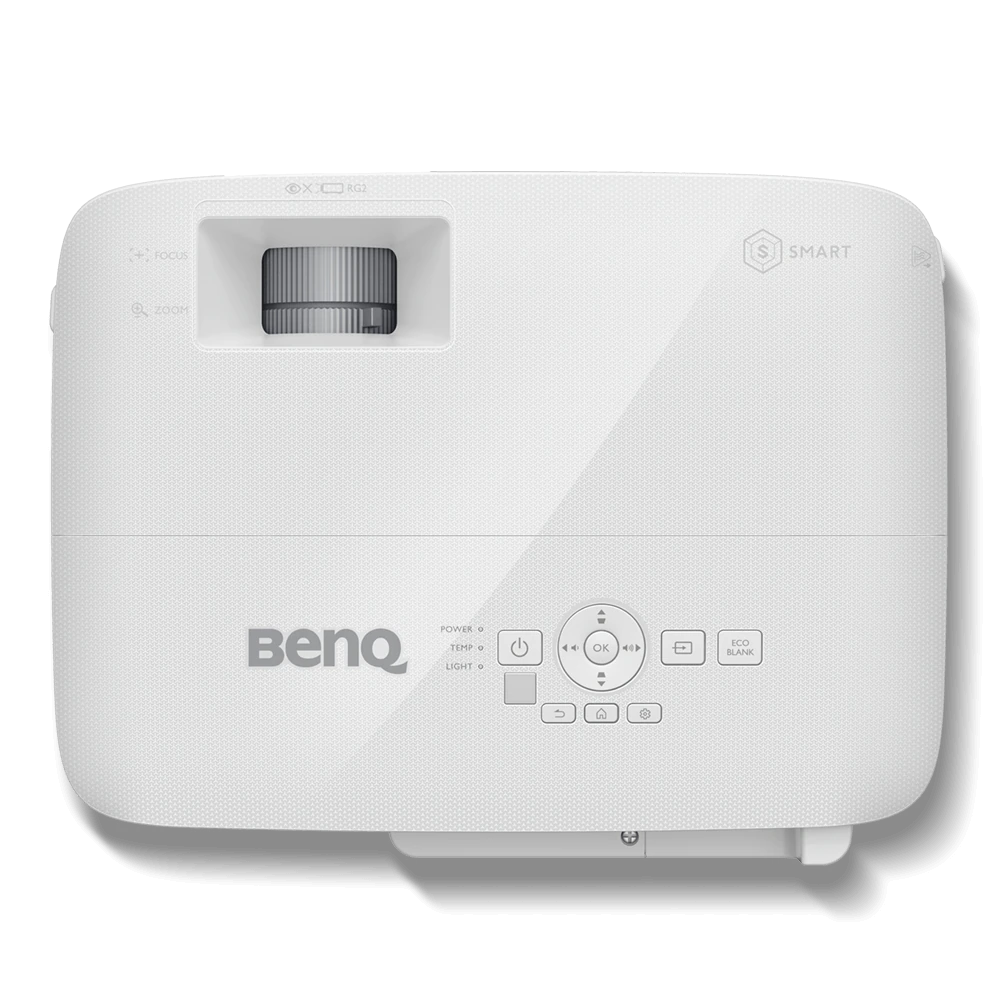 BenQ EH600 3500 Lumens HD DLP Android-based Wireless Business Projector view of top with control panel shown