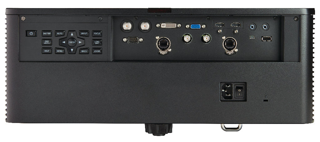 CHRISTIE DHD1075-GS 10,000 Lumens HD 1DLP Laser Projector view of back with ports inputs and outputs