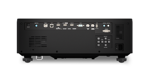 CHRISTIE DWU760-iS 7,150 Lumens WUXGA 1DLP Laser Projector view of back with control panel inputs outputs and ports