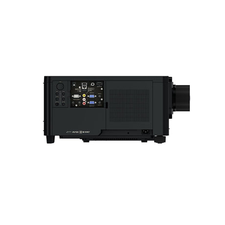 CHRISTIE LWU755-DS 7,550 Lumens WUXGA 3LCD Laser Projector(Black) view of side with inputs outputs ports and control panel