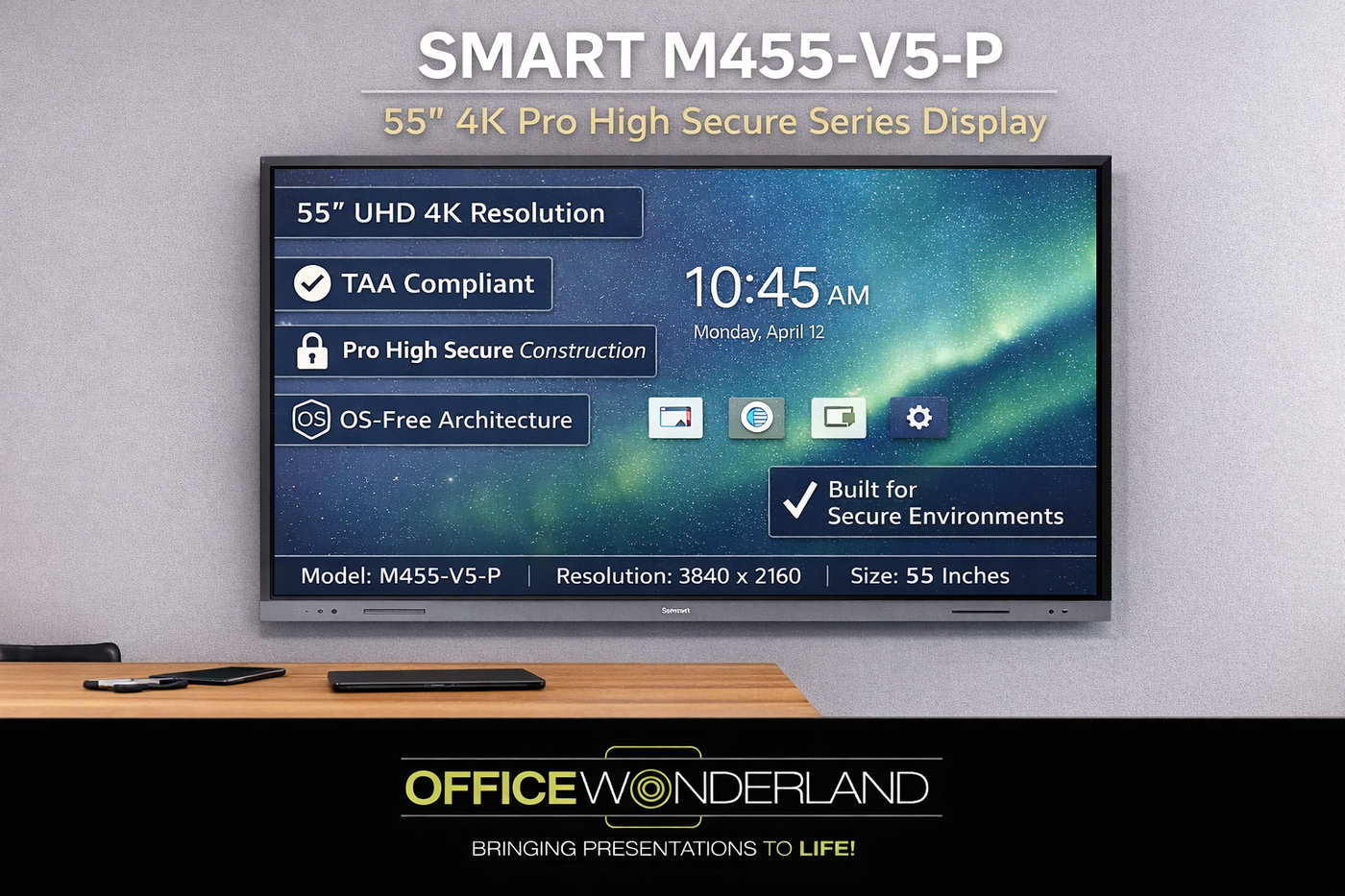 SMART Technologies M455-V5-P 55" Pro High Secure Series – Buy Online | TAA Authorized Dealer