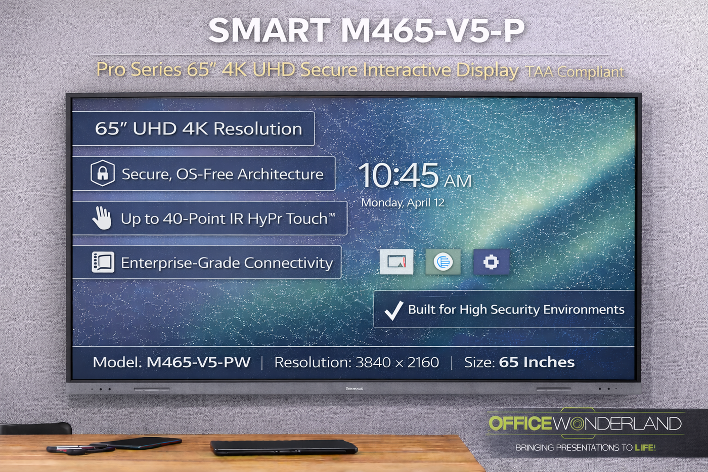 SMART M465-V5-P 65” 4K Pro High Secure Display – Buy Online | TAA Authorized Dealer