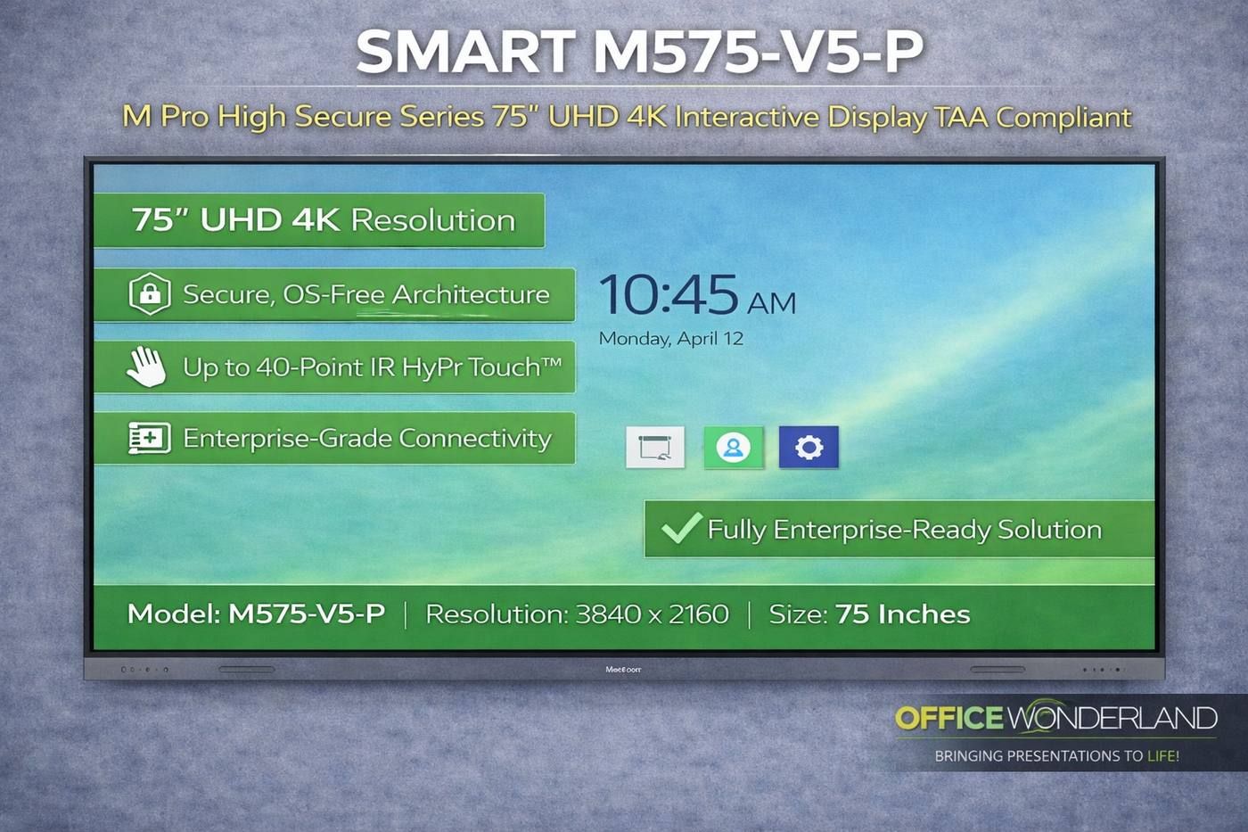 SMART M575-V5-P 75" Pro Series High-Secure Interactive Touch Display - Buy online | Authorized Dealer
