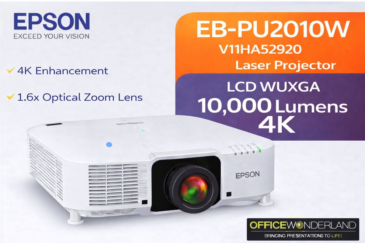 Epson EB-PU2010W V11HA52920 LCD WUXGA Laser Projector 10000 Lumens 4K (White)