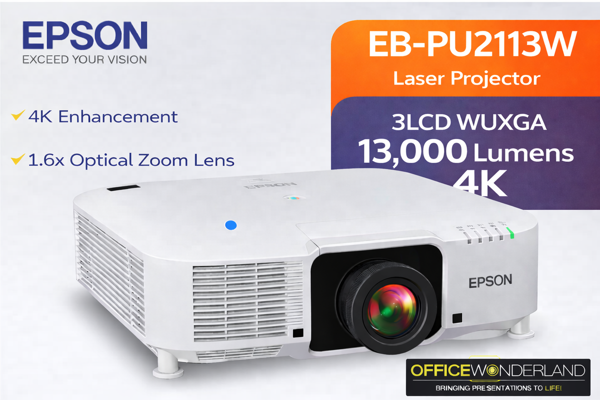 Epson EB-PU2113W 3LCD WUXGA  Laser Projector 13,000 Lumens 4K (White)  V11HA65920
