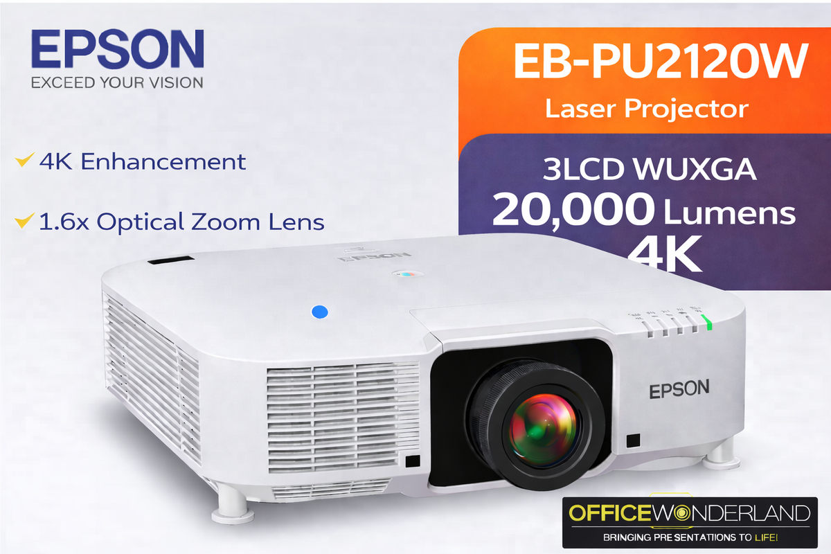 Epson EB-PU2120W 3LCD WUXGA  Laser Projector 20,000 Lumens 4K (White)  V11HA63920