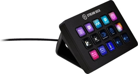 Elgato - Stream Deck MK.2 Full-size Wired USB Keypad with 15 Customizable LCD keys and Interchangeable Faceplate (Black) - 6470492 1