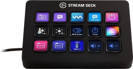 Elgato - Stream Deck MK.2 Full-size Wired USB Keypad with 15 Customizable LCD keys and Interchangeable Faceplate (Black) - 6470492