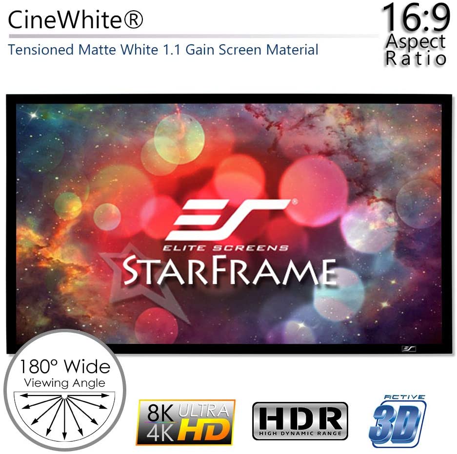 ホームシアター Elite Screens StarFrame Series, 135-inch 16:9, Active 3D - 4K Ultra HD Fixed Frame Home Theater Projector Screen, SF135HW2 Elite Screens ezFrameシリーズ、84-inch対角4 :  3、固定フレームホームシアター投影プロジェクタースクリーン、モデル：r84wv1 16:9, 180-inch R180DHD5