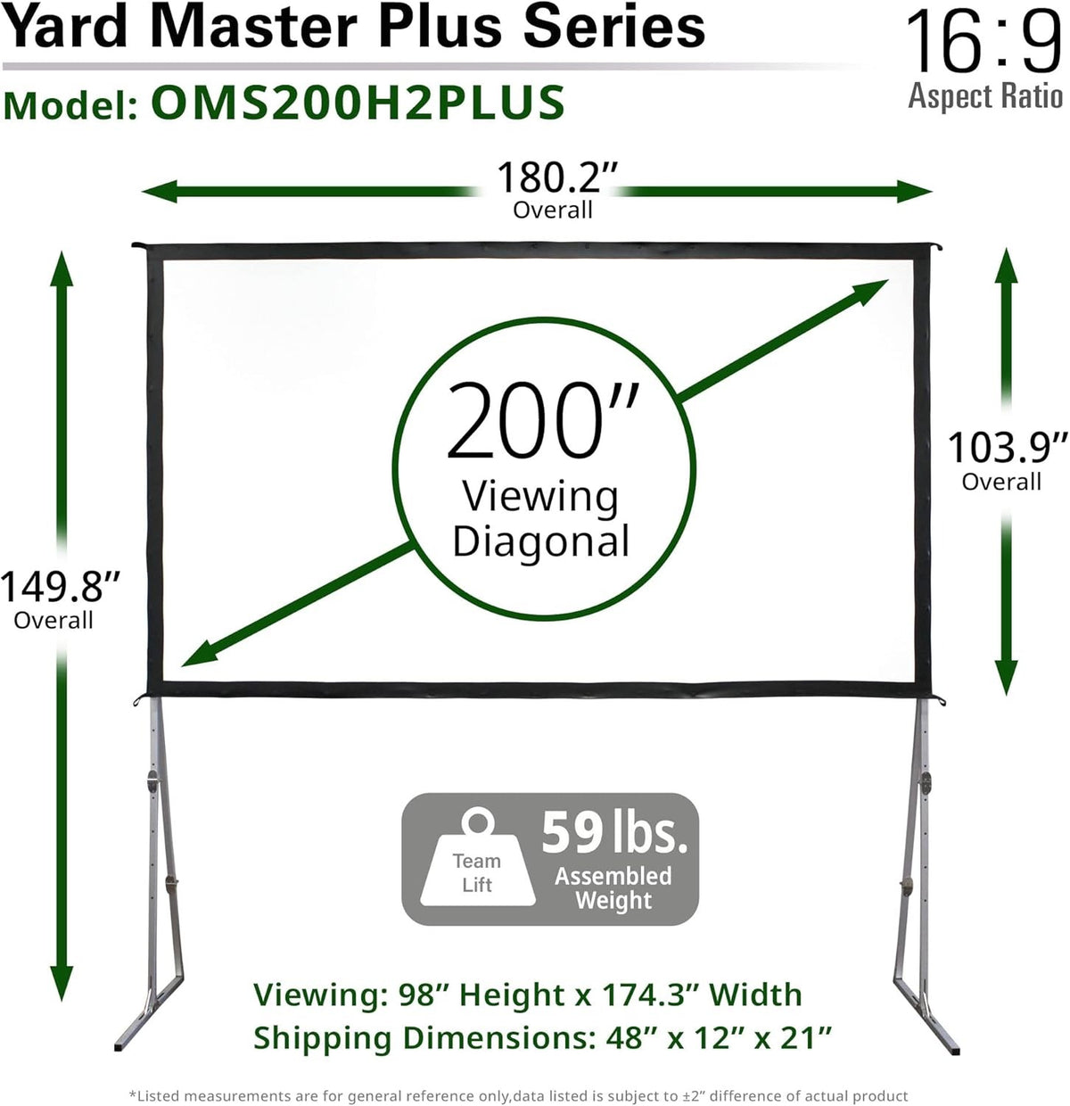 Elite Screens OMS200H2PLUS Yard Master Plus Series 16:9 Projection Screen (200")
